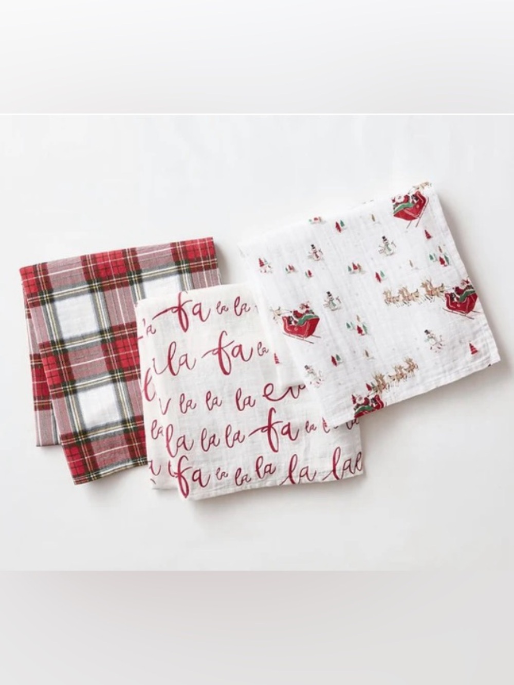 Pottery Barn Baby My First Christmas Organic Muslin Swaddle Set of 3